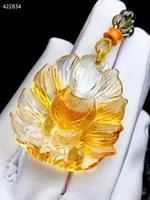 natural yellow citrine quartz fox carved pendant women men citrine wealthy 40 37 10mm stone fashion necklace aaaaa
