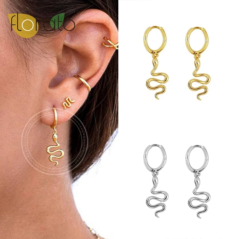 

925 Sterling Silver Needle Hoop Earrings for Women Animal Snake Shaped Fashion Cool Earrings Simple European Ear Jewelry Gifts