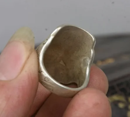 2 9 см старое китайское серебро Miao Kylin Qilin голова зверя ювелирное изделие ручное