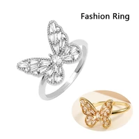 new fashion temperament butterfly ring creative zircon women ring jewelry hollow butterfly retro simple fashion wild gift party