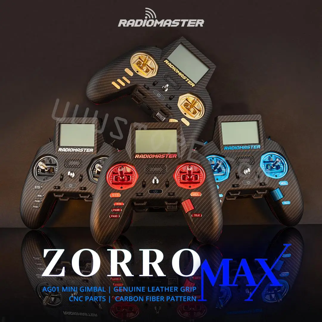 

Radiomaster Zorro Max 2.4GHz 16CH ELRS/4-in-1 AG01 Mini Hall Gimbal Carbon Fiber EDGETX RC Transmitter for FPV RC Racer Drone