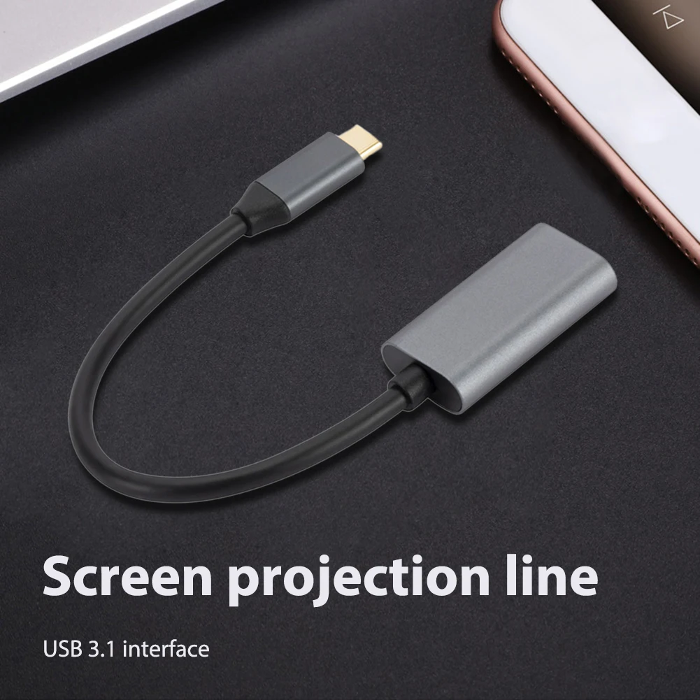 

USB-C 3.1 Type-C To HDMI-compatible Cable Converter Android Phone Screen Projection Type-C To HDMI-compatible Converter Line