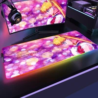 mouse pad sailor moon gaming rubber keyboard backlit large rgb mat desk accessories gamer computer xxl anime girl pc mause mats