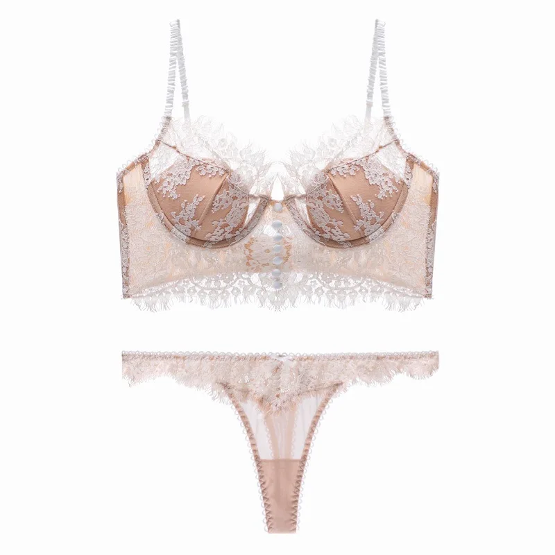 

Lace Thin Push up Underwear Women's U-Shaped Bare Back Bra Set lingerie set sexy sexy lace lingere set transparent bra