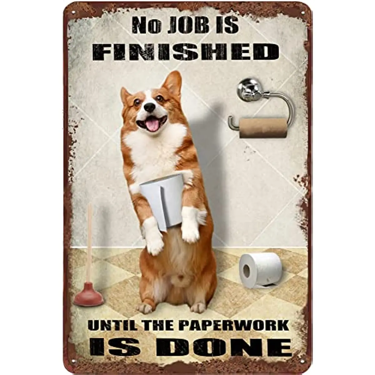 

Винтажная Жестяная Табличка Corgi Dog в ванную комнату, рулон бумаги, забавный Настенный декор в рустикальном стиле с изображением собаки для клуба, паба, обогревающий подарок