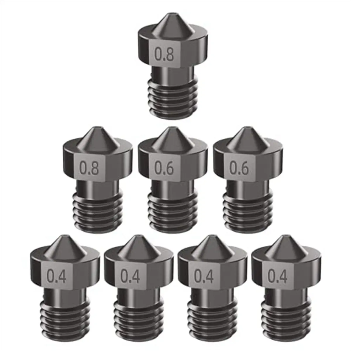 Фото (B63C) Набор из 8 сопел V6 из закаленной стали, сопла для 3D-принтера V6 Hotend Extruder 0.4мм 0.6мм 0.8мм для Anycubic I3 Mega №4