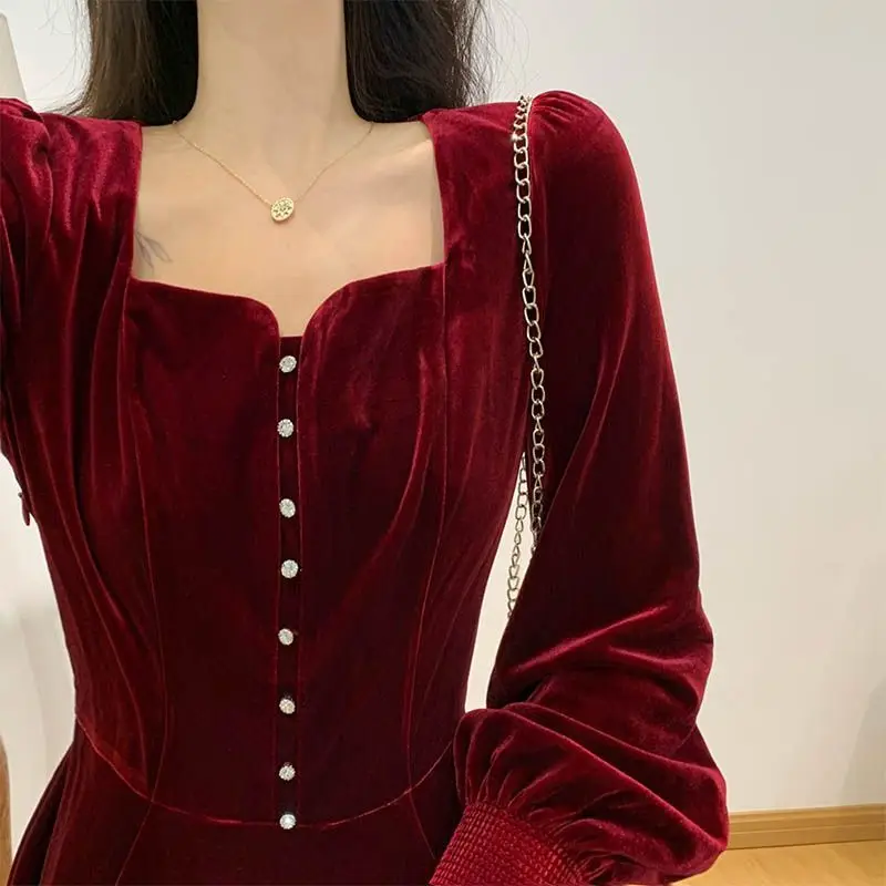 Женское винтажное платье с квадратным вырезом