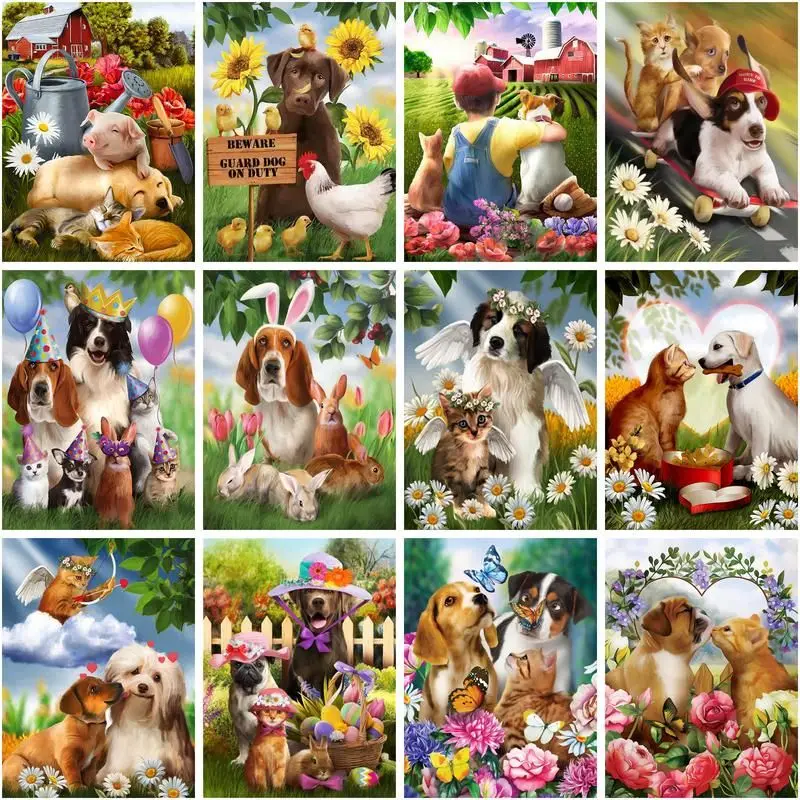 

GATYZTORY Painting By Number Dog Animal Kits 40x50cm Frame Picture By Number Acrylic Paint Drawing On Canvas Home Diy Gift