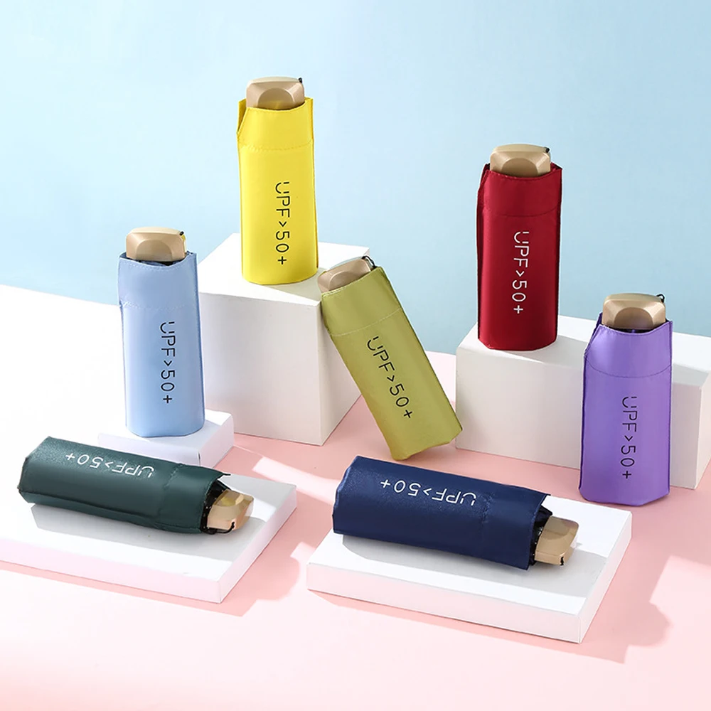 

Портативный складной мини-зонт с 6 ребрами, зонтик с защитой от дождя и ультрафиолета, водонепроницаемый Карманный Зонт, необходимое для пут...