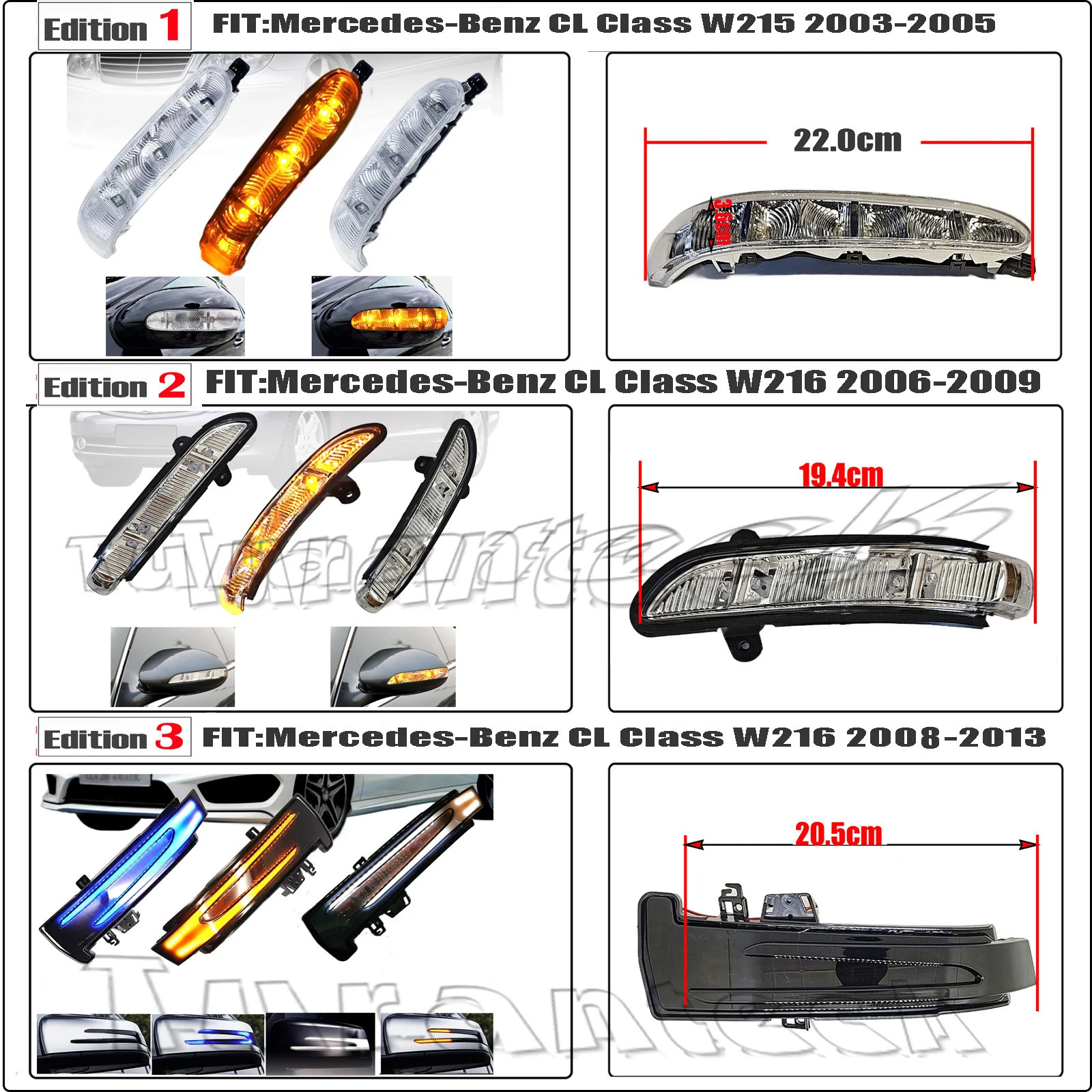 2 шт. указатель поворота для Mercedes-Benz CL Class CL500 CL550 CL600 CL63AMG CL65AMG Coupe Янтарный