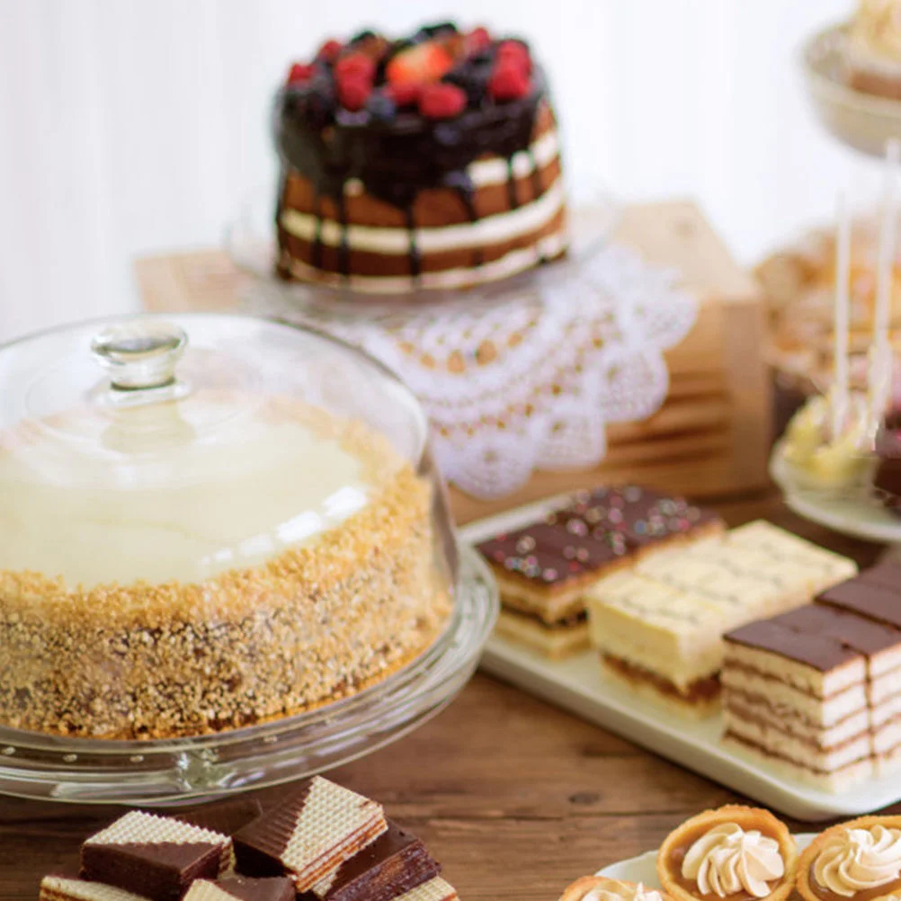 

2 Pcs Protective Film Transparent Cake Dome Tray Cover Round Kitchen Protector Plastic Dessert Display Party Food