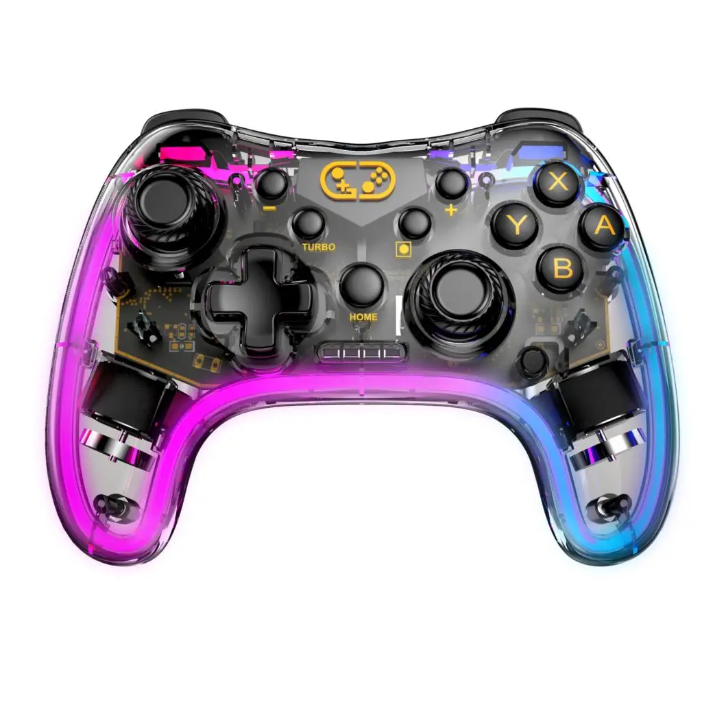 Switch Game Handle Neon Rgb Colorful Light Pro Wireless Gamepad 6 Axis Motion Sense