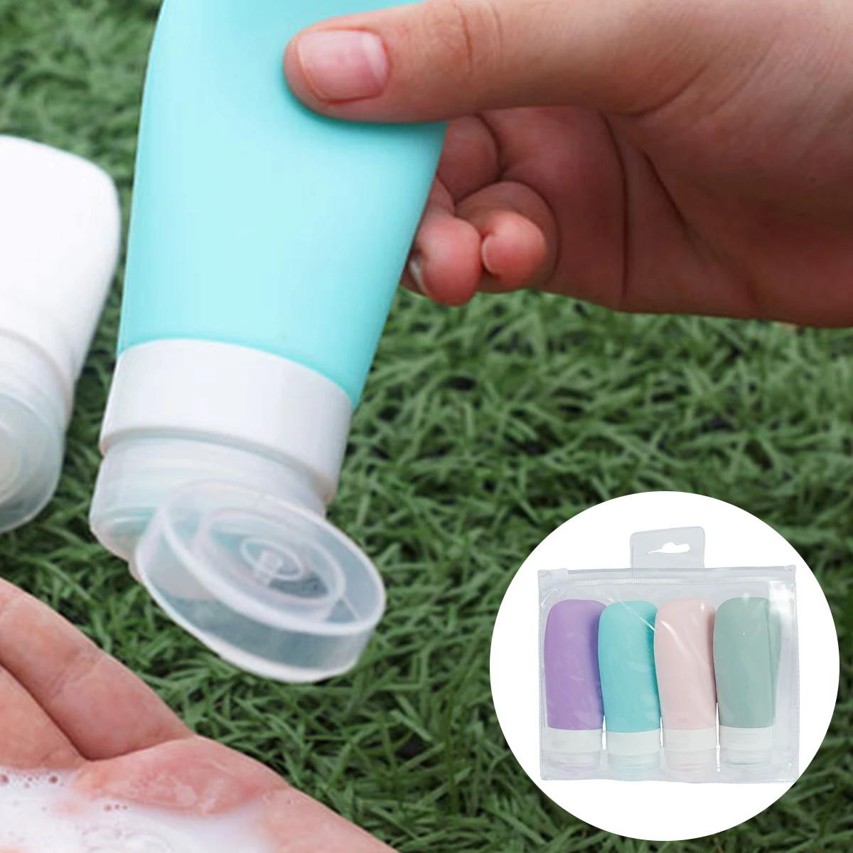 

Набор силиконовых бутылок для путешествий, 2 унции, 4 упаковки