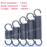 246810 pcs hook tension spring 1 5mm pullback spring coil wire dia 1 5mmouter dia 15mmlength 50 100mm