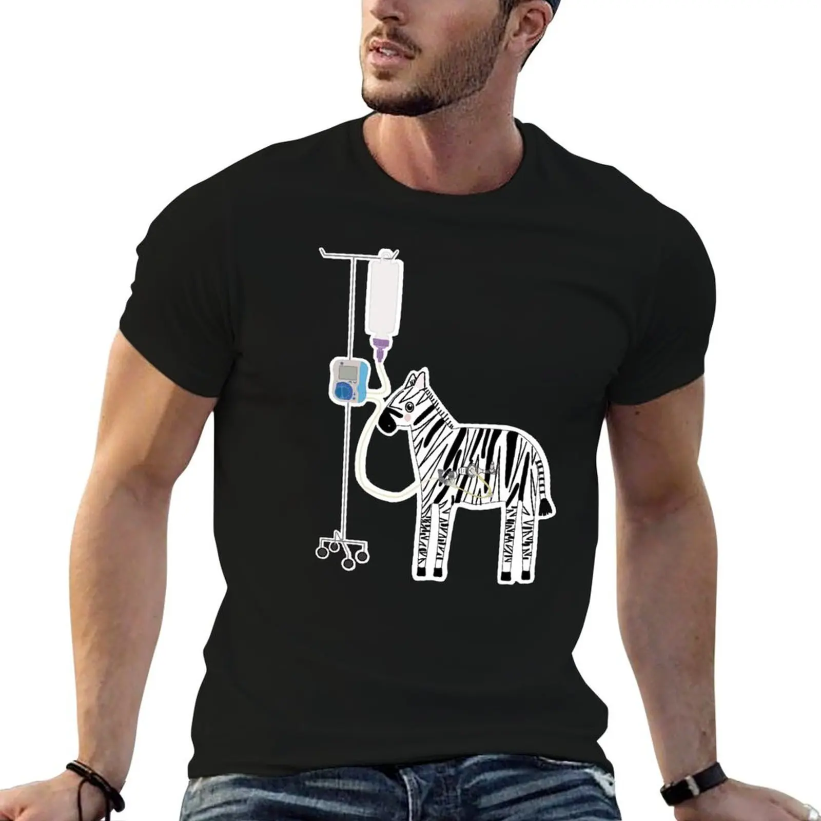 Фото Футболка Mic-key button feeding tube EDS zebra-freeGo, мужские футболки с графическим рисунком, футболки с аниме-принтом для мужчин, футболка №1