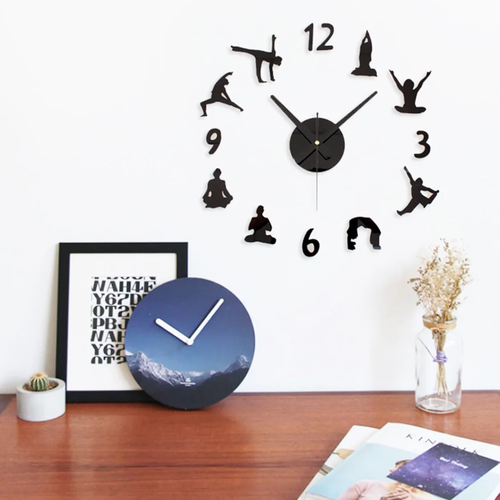 

Креативные настенные часы с рисунком йоги, современный дизайн, большие настенные часы «сделай сам», настенные часы, настенная наклейка, домашний декор (черный)