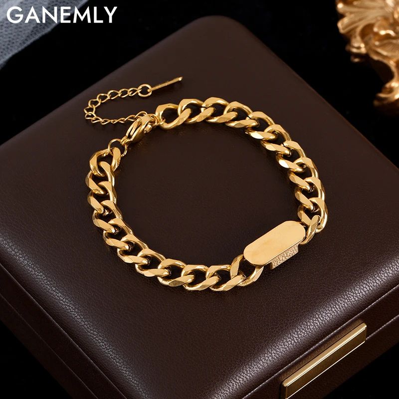 GANEMLY 316L браслет из нержавеющей стали геометрический для женщин модная