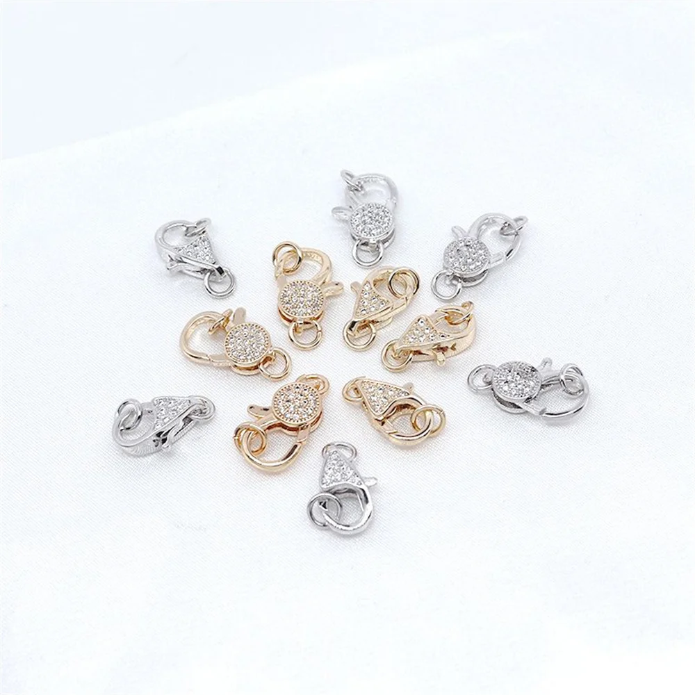 

14K copper clad gold inlaid zircon Lobster clasp Handmade DIY Accessories Necklace bracelet finish plated platinum link clasp