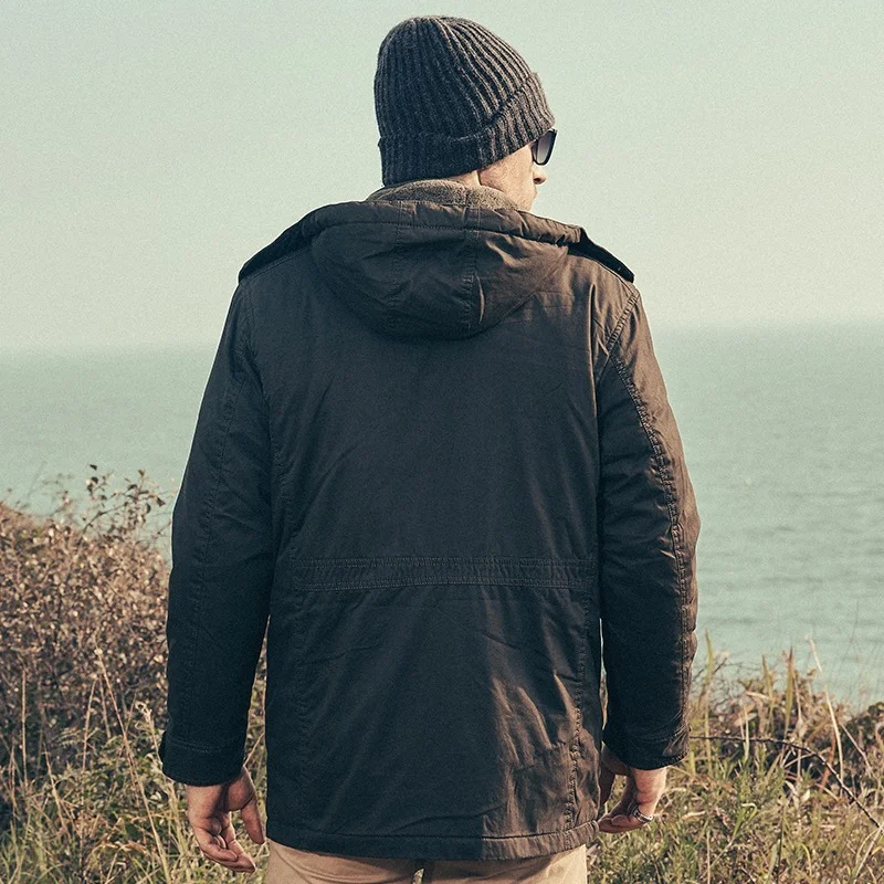 2022 Men Winter Long Casual Warm Fleece 2 In 1 Jacket Parkas Coat Men Autumn Military Cotton Thick Pockets Cargo Parkas Men 5XL