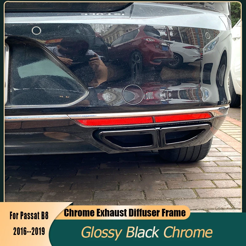 

Поддельные выхлопные трубы для Passat B8 VW 2015-2019, четыре отверстия, рассеиватель для выхлопных труб, матовая черная рама для выхлопных труб, моди...