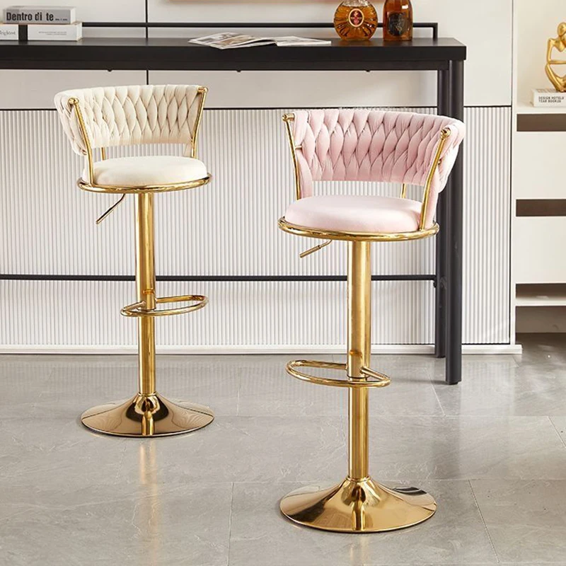 

Home Commercial Swivel Lifting High Bar Chair Nordic Rotating High Foot Stool For Kitchen Counter Velvet Bar Stool Seat