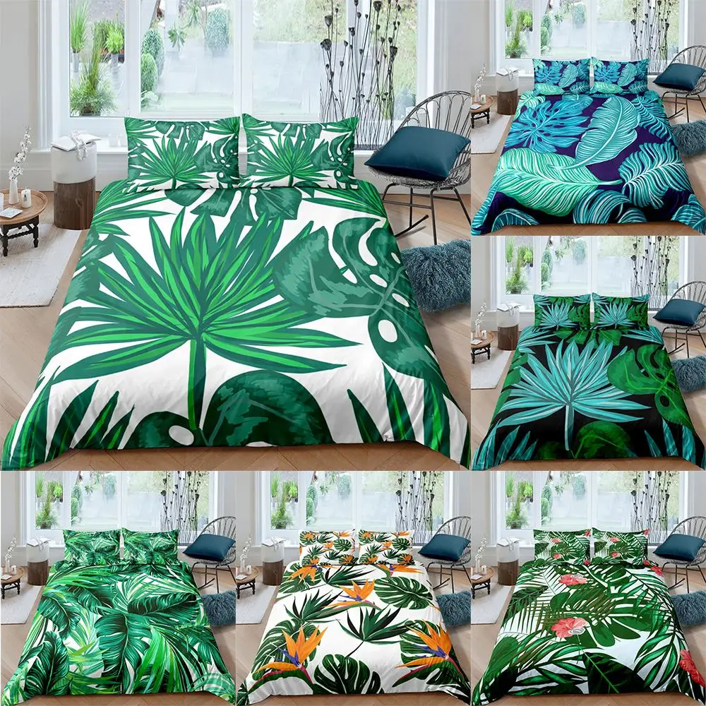 

Tropical Leaves Green Plants Printed Duvet Cover Bedding Set 3D Comforter Cover 2/3pcs Home Decor Quilt Cover