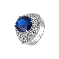 new fashion trend s925 silver inlaid 5a zircon ladies color treasure tanzanian blue treasure pigeon blood full diamond ring