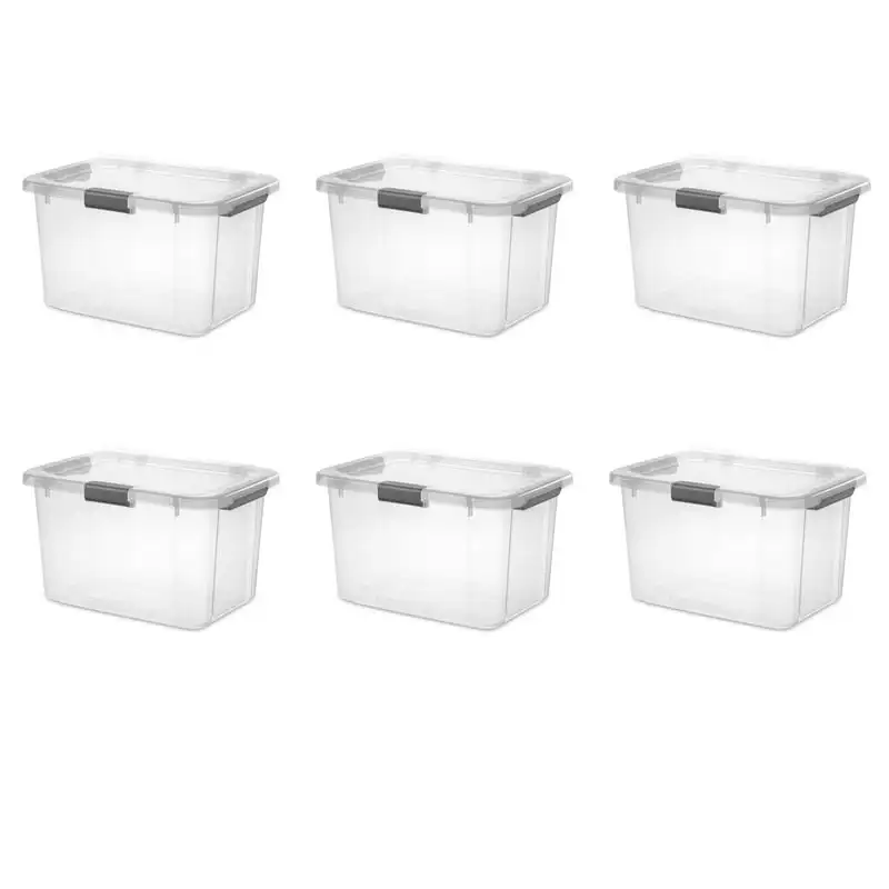 

Qt. HingeLID Storage Box Plastic, Flat Gray, Set of 6