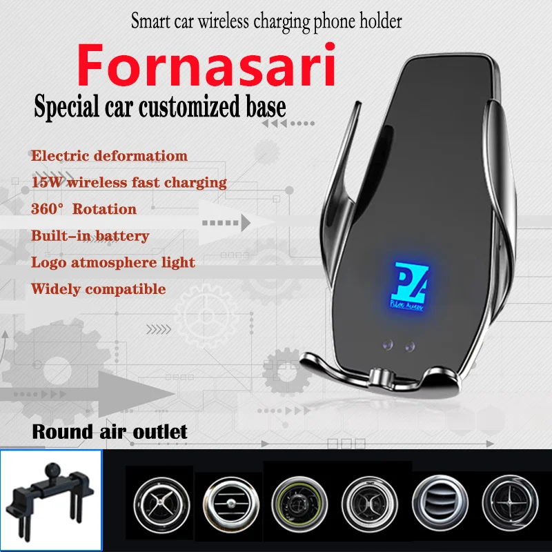 

Для автомобильного держателя телефона Fornasar, беспроводное зарядное устройство 15 Вт, кронштейн для навигации, поддержка GPS, вращение на 360 градусов, универсальный