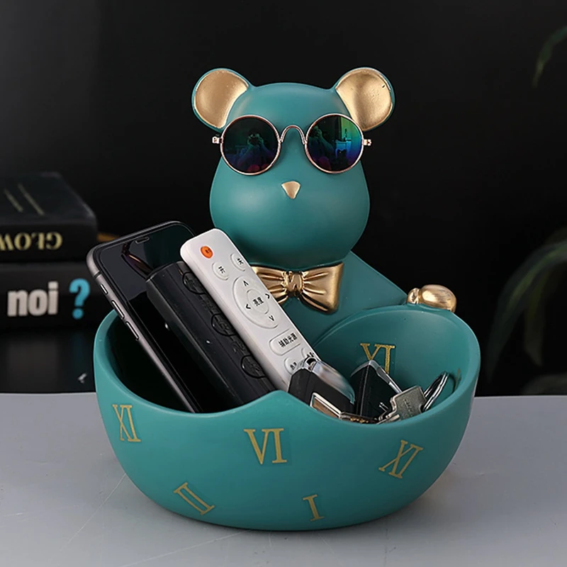 

Violence Bear Statue Holding Storage Tray Key Remote Control At The Entrance Snack Table Decor Storage Tray Ornaments