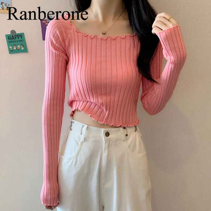 Женский свободный пуловер с V-образным вырезом и коротким рукавом |