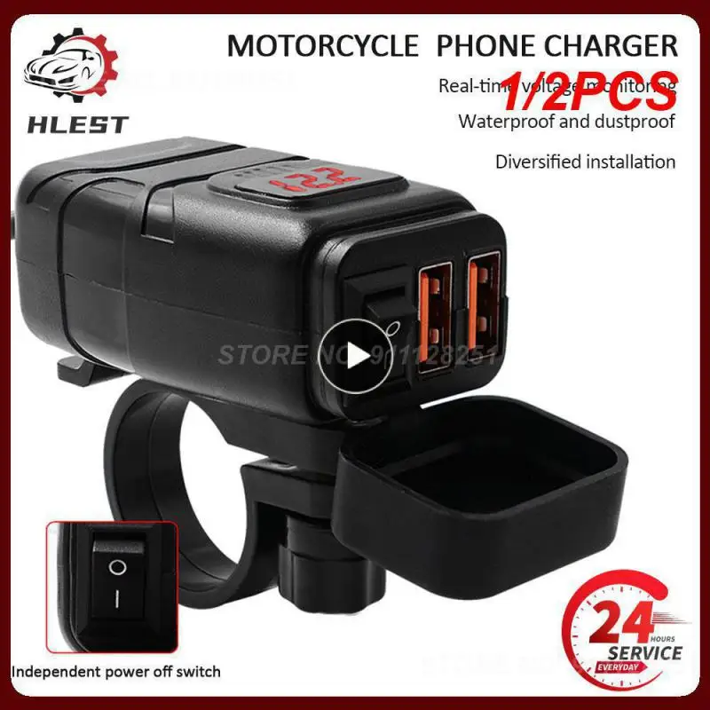 

1/2PCS Vehicle-mounted Motorcycle Quick Charger Moto Accessories QC 3.0 Dual USB Charger Digital Voltmeter Adapter Waterproof