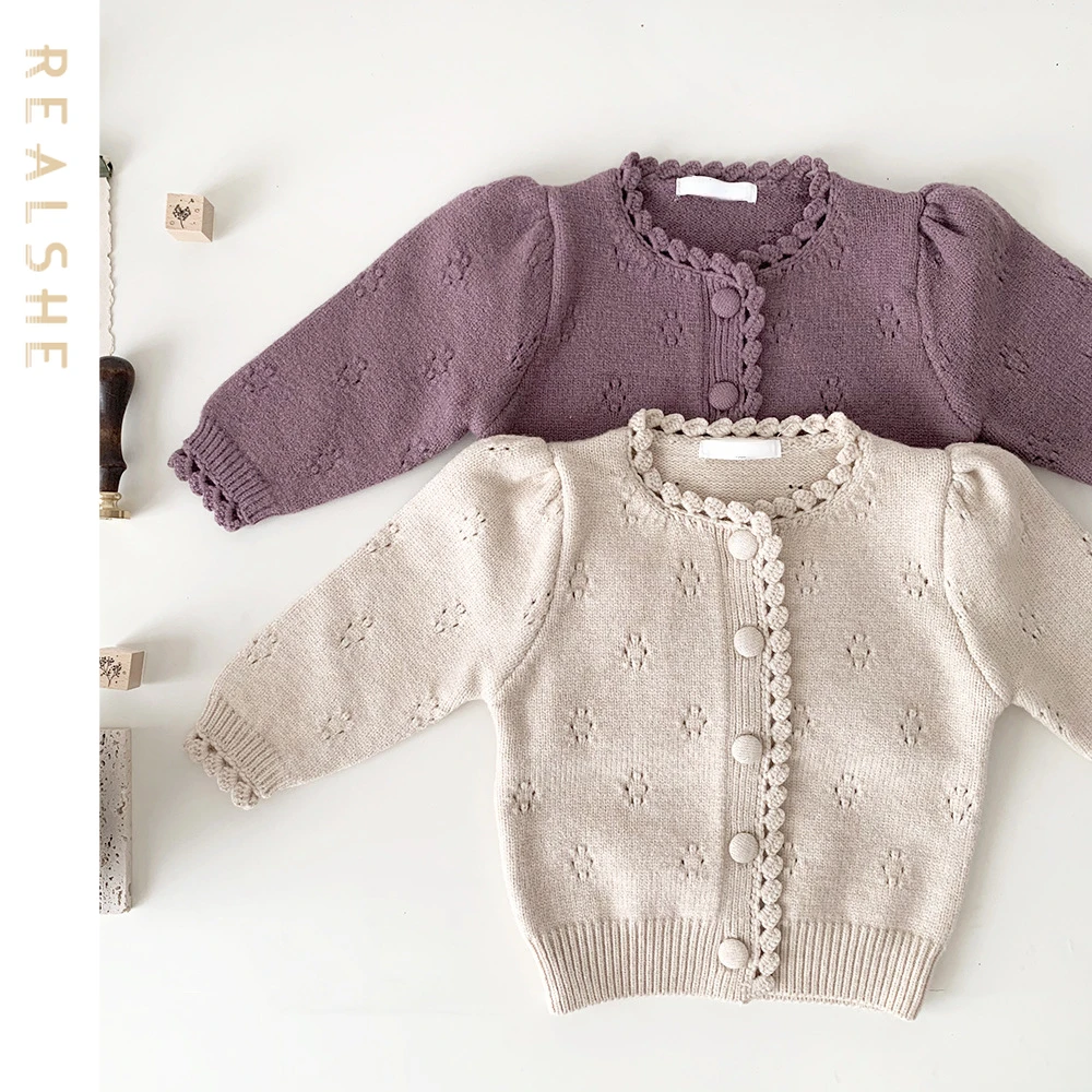 

Kids Girls Cardigan Sweaters 2023 New Autumn Baby Girl Solid Knitting Sweater Jacket Children Kids Sweaters Coats