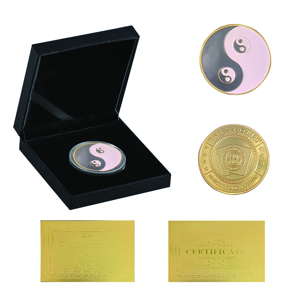 

Tai Chi Diagram Black White Chinese Tai Chi Poker Card Metal Coin W/ Luxury Box