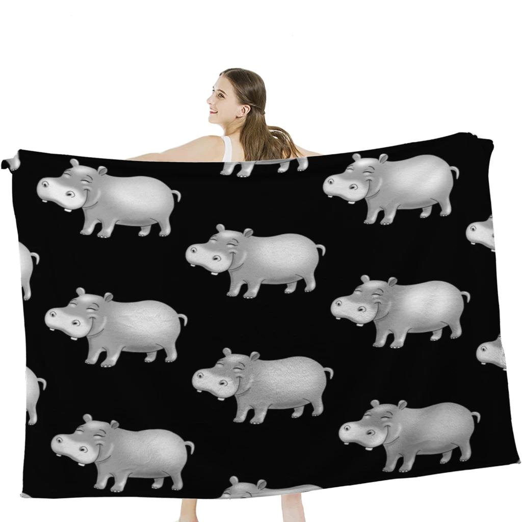 

Милый гиппопопотам, одеяло, мягкое бархатное одеяло, постельное белье для кемпинга, холодного кинотеатра или путешествий