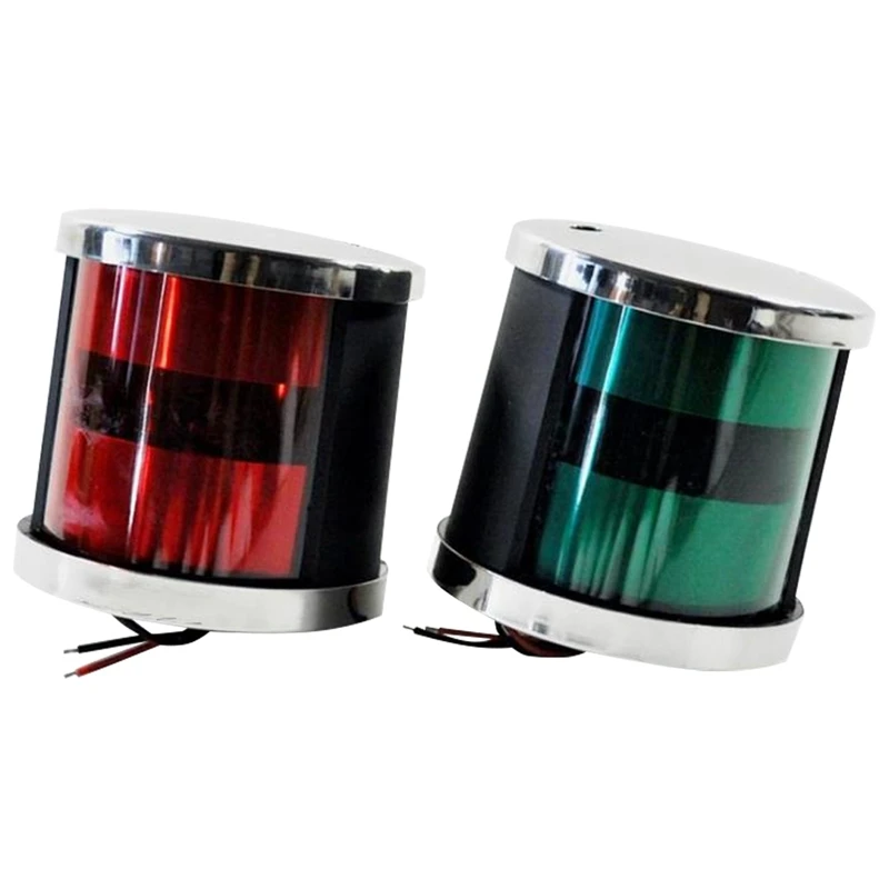 

1 Pair Stainless Steel Universal 12-24V Marine Boat Yacht Red & Green LED Navigation Side Bow Lights For Ship Cruising