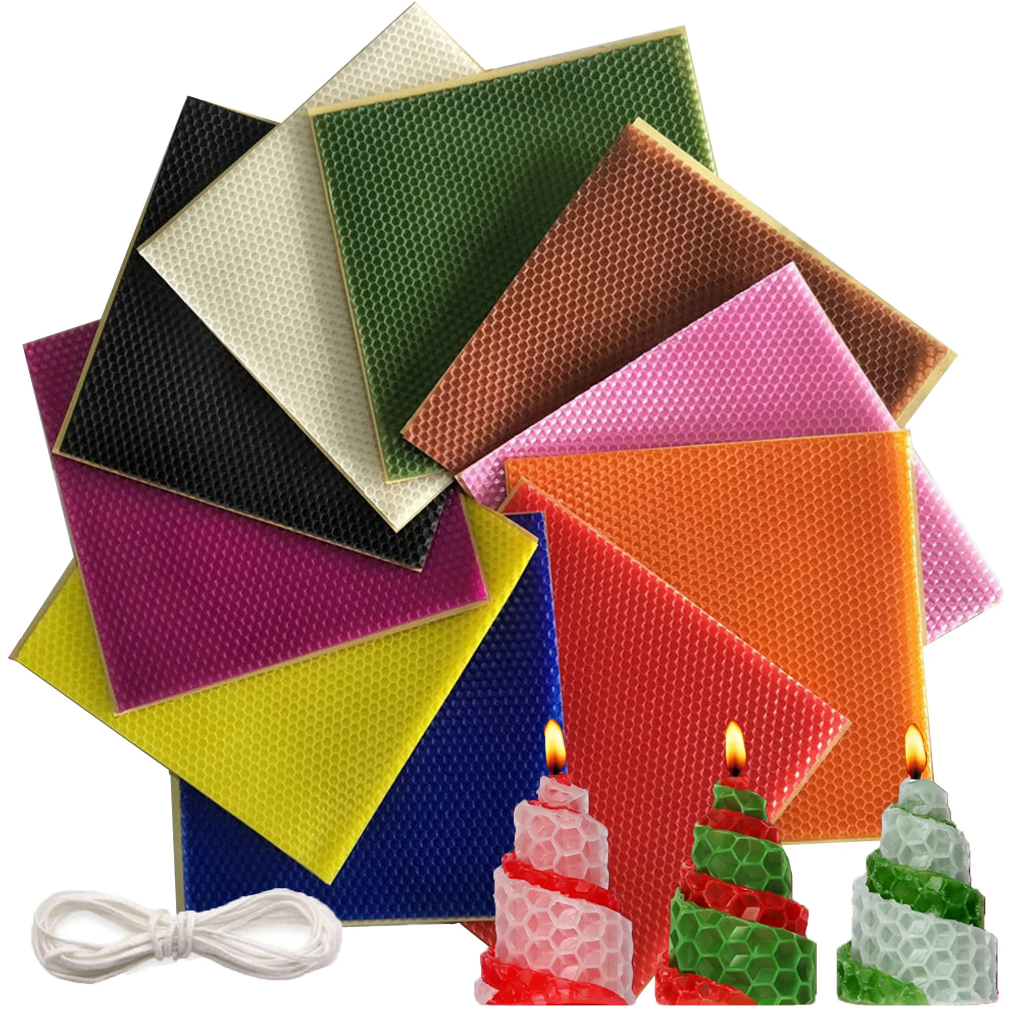 

Beeswax Candle Making Kit DIY Colorful Beeswax Honeycomb Sheets with 98 Inch Candle Wicks for Hanukkah Party Kids Adults