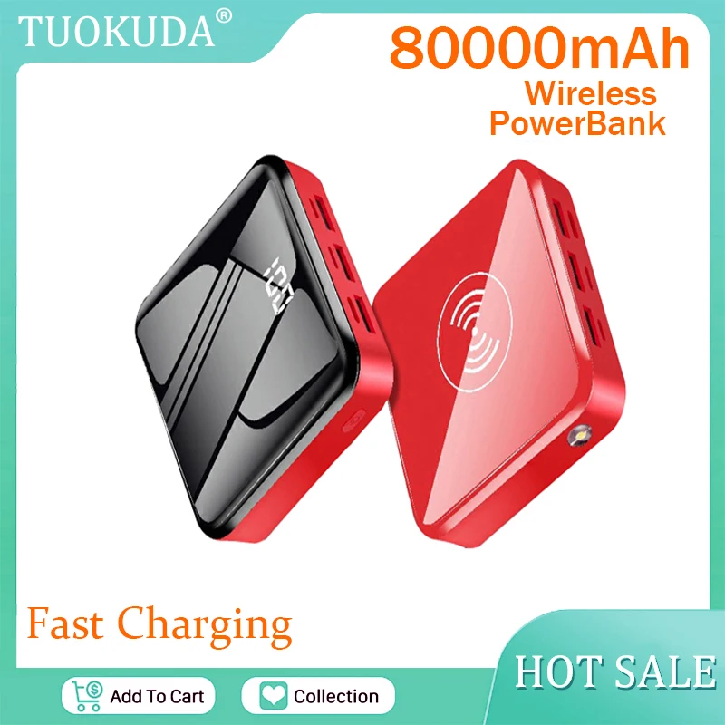 

Портативный внешний аккумулятор с 3 USB-портами, 80000 мАч