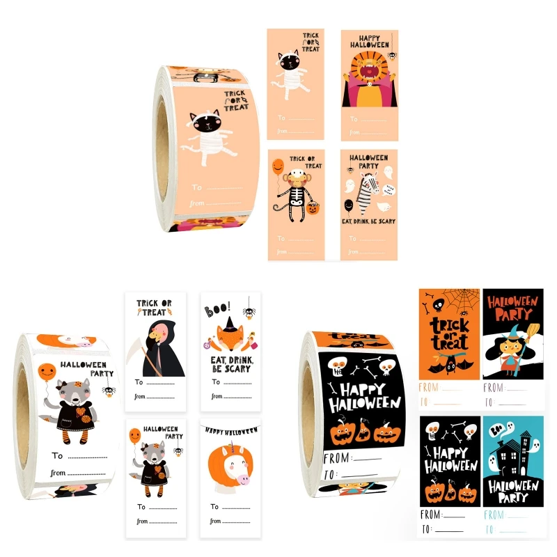 

300Pcs Wrap Labels Stickers Halloween Gift Sealing Stickers Writable Wrap Labels