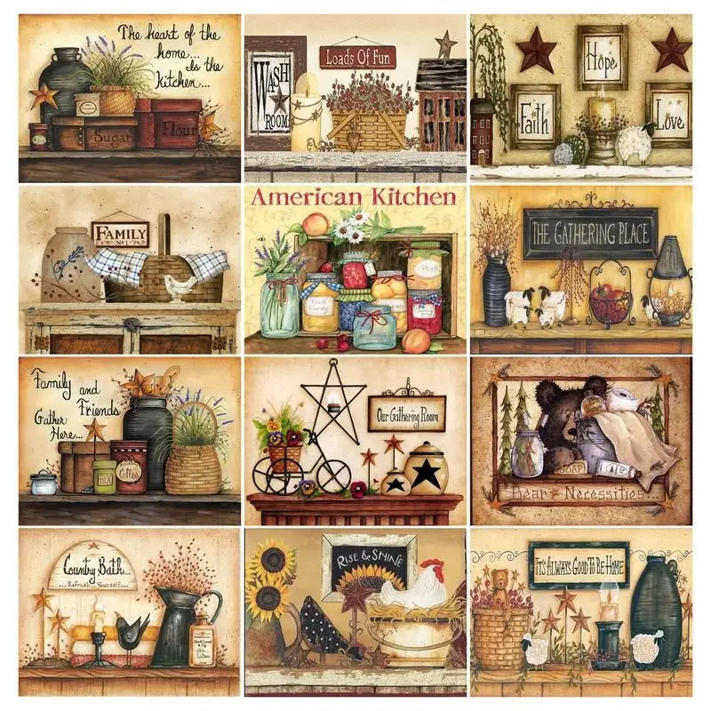 

RUOPOTY 5D DIY Diamond Painting Scenery Cross Stitch Kits House DIY Gift Full Square Round Embroidery Mosaic Needlework Wall Dec