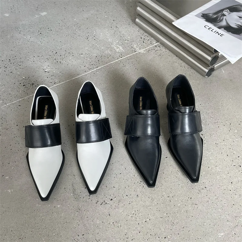 European Mixed Color Pointed Toe Pumps Woman Talons Hauts Patchwork Shallow Mary Jane Round High Heels Shoes Women 2022 Pumps