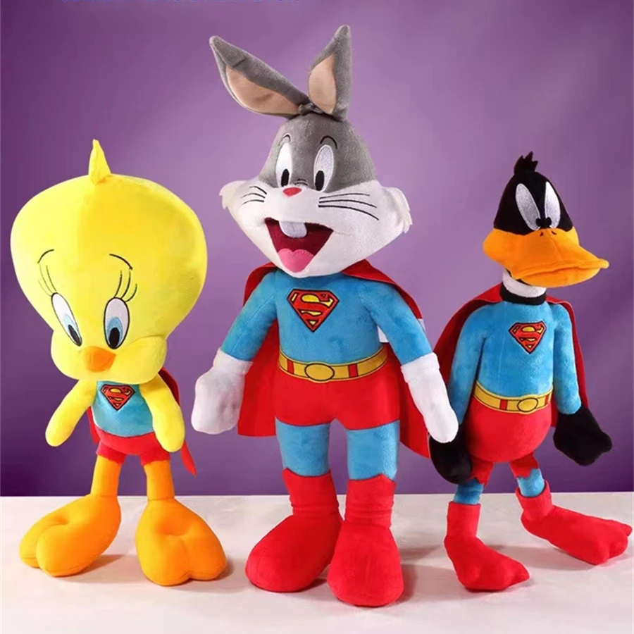 

Looney Tunes Super man Bugs Bunny Plush Toy Daffy Duck Tweety Bird Cartoon Anime Plushies Stuffed Animal Doll Toys For Kids Gift