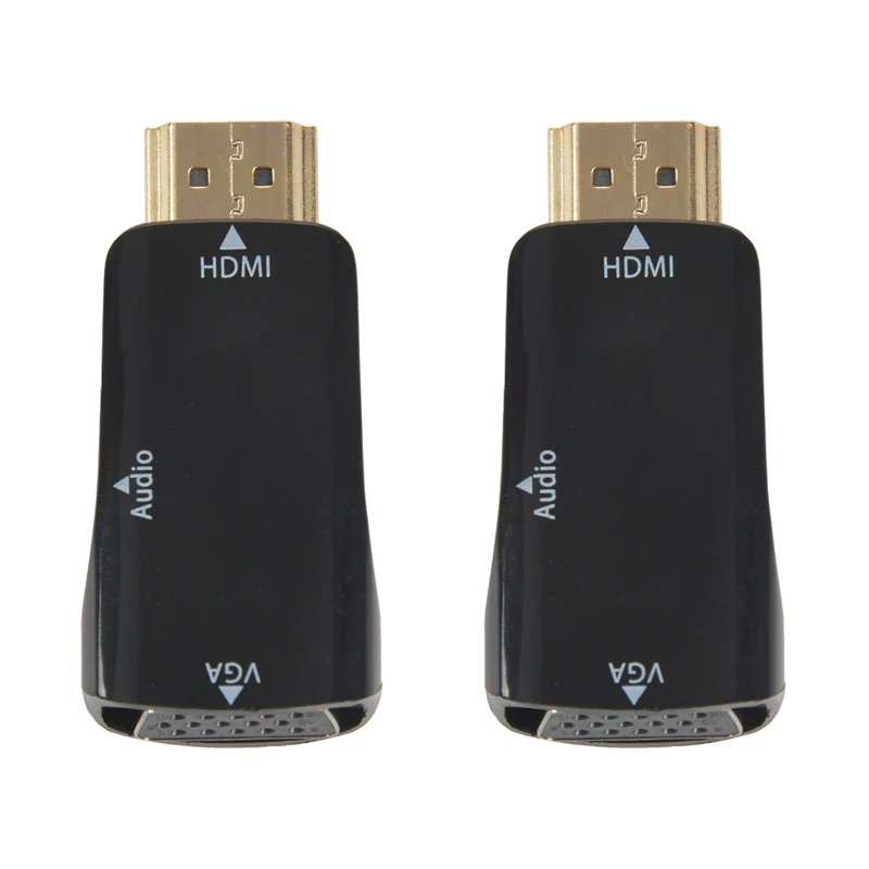 

2X 1080P HDMI штекер VGA разъем адаптер видео преобразователь с аудиовыходом N3 черный