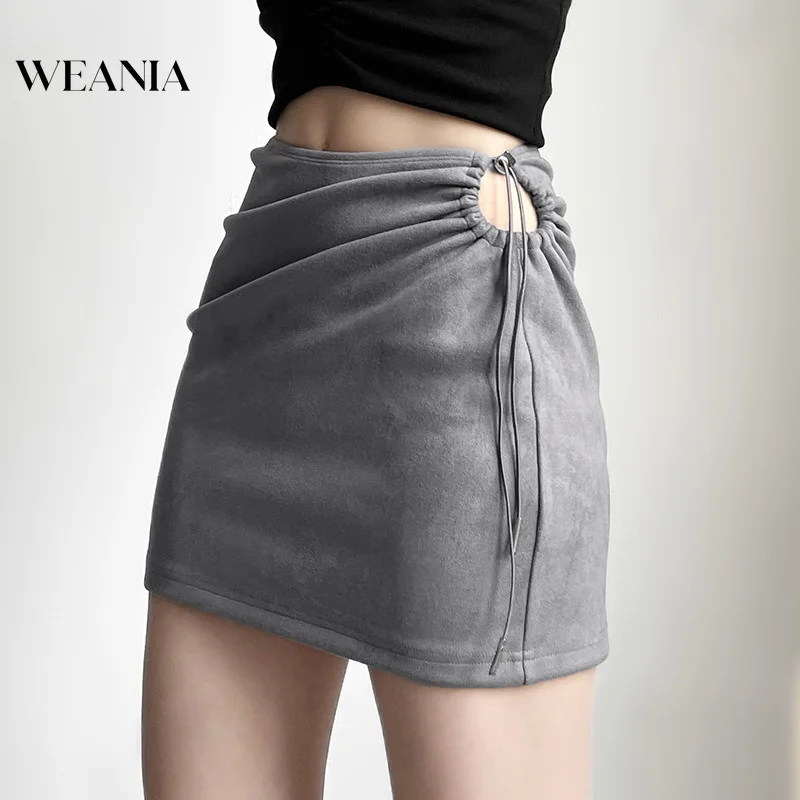 

Women Casual Street Style Side Hollow Out Strap High Waist Mini Skirt
