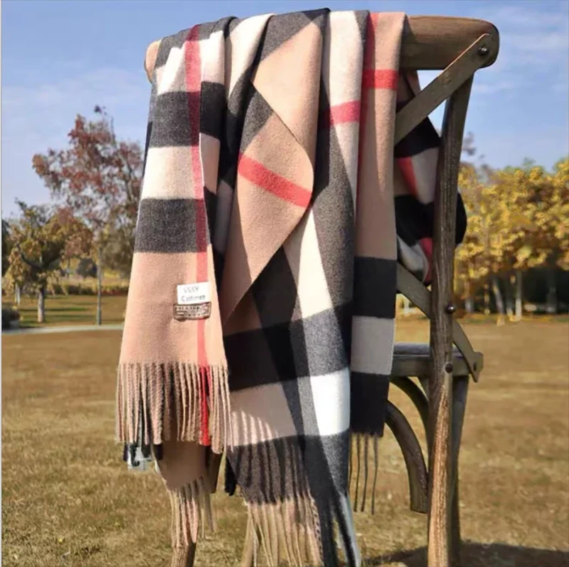 

Winter Plaid Scarf Knitted Thick Autumn Scarves Original for Women Oversized Luxury Ladies for Men Warm Cashmere Shawls
