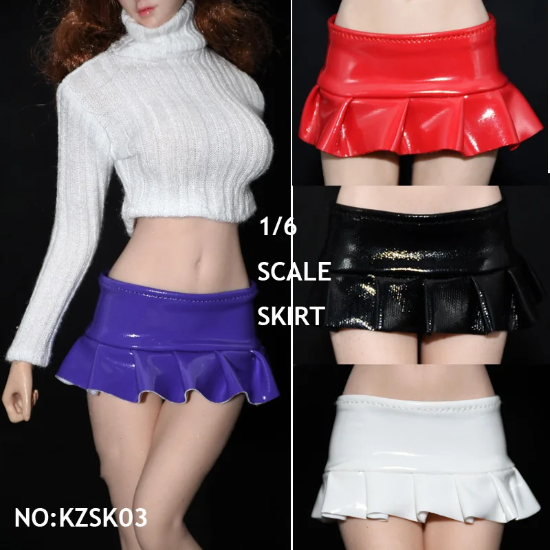 

4 Colors 1/6 Female Soldier Tight Sexy Package Hip Miniskirt Mini PU Leather Skirt Fits 12 Inches Action Figure Models