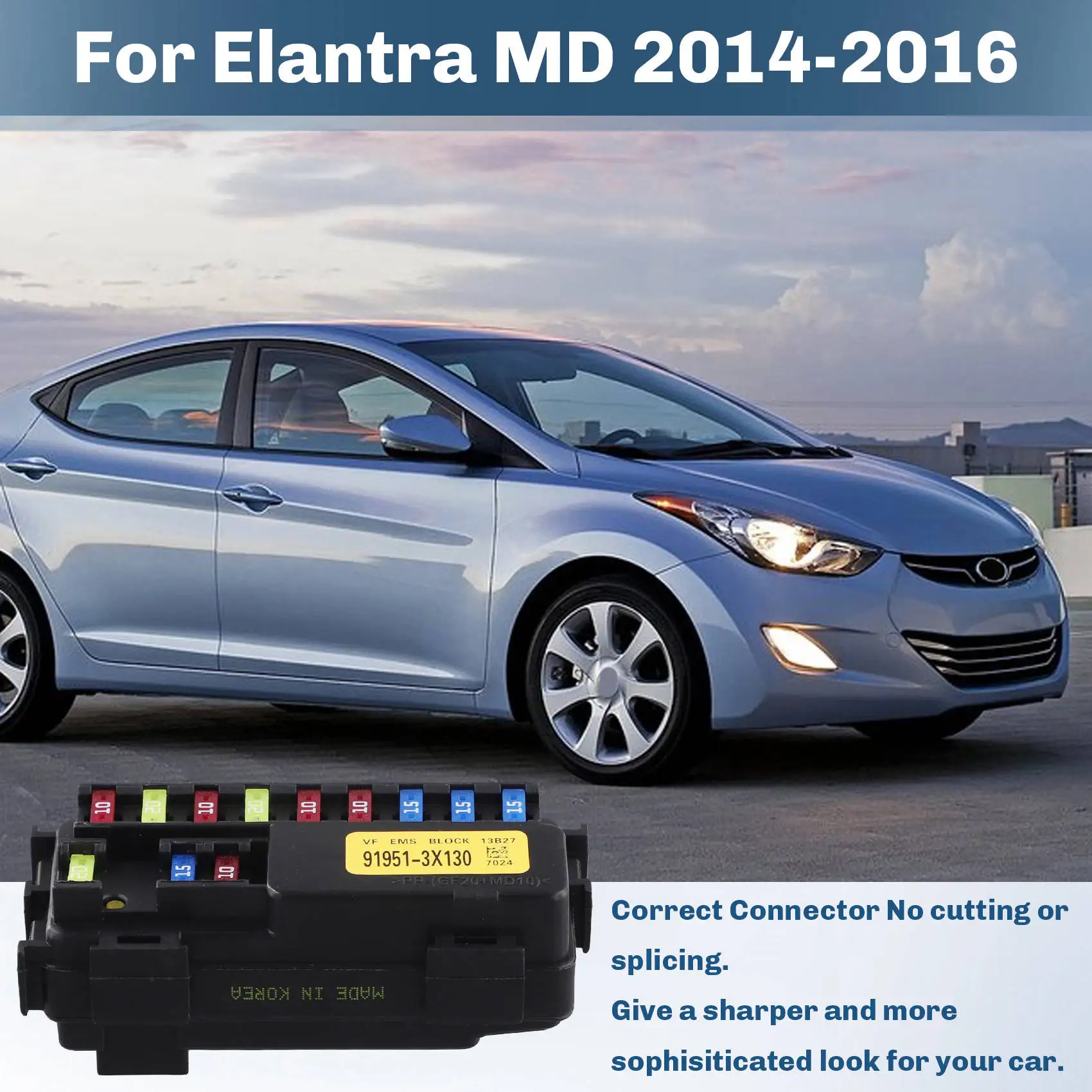 Фото Маленький блок предохранителей двигателя для Hyundai Elantra MD 2014-2016, блок предохранителей двигателя в сборе, модуль 91951-3X130 919513X130-ABQA №2