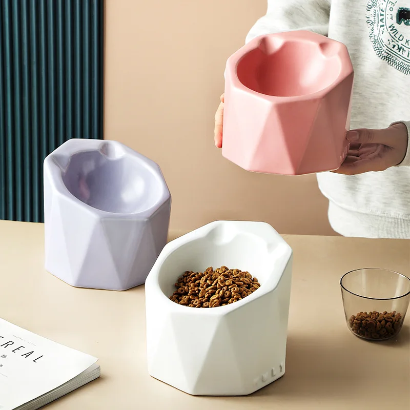 

Dogs Ceramic Bowl Elevated Cat Food Water Bowl Protect Cervical Spine Pet Feeding Supplies Puppy Cats Non-slip Feeders