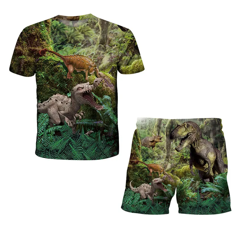 

3D Dinosaur Print T-shirt Set for Boys and Girls,The Latest Summer 2022 Breathable Tracksuit for Kids Outfits,Suit For Teenagers