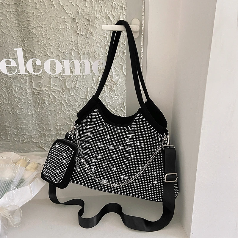 

Diamond Handbags for Party 2023 New Women Large Capacity Shoulder Crossbody Bags Korean Fashion Commuting Female Tote Bag
